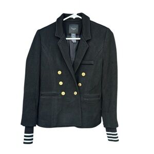Smythe Black Wool Double-Breasted Jacket Gold Buttons size 4 nautical